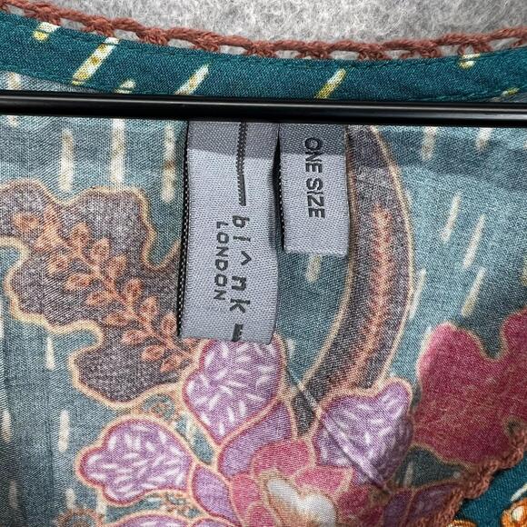 Anthropologie Blank London Dress Womens OS Teal Tatiana Floral Midi Kimono Boho - Picture 2 of 7